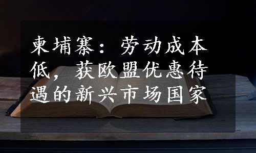 柬埔寨：劳动成本低，获欧盟优惠待遇的新兴市场国家