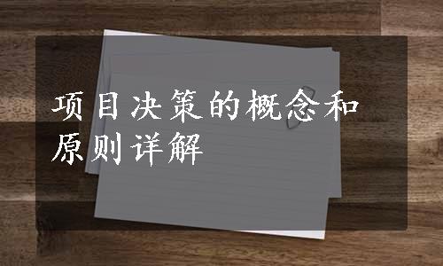 项目决策的概念和原则详解