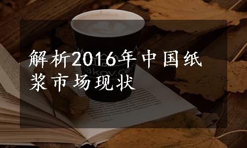 解析2016年中国纸浆市场现状