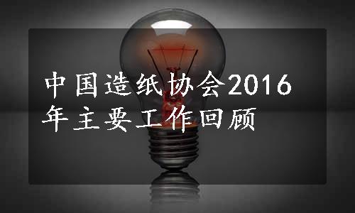 中国造纸协会2016年主要工作回顾