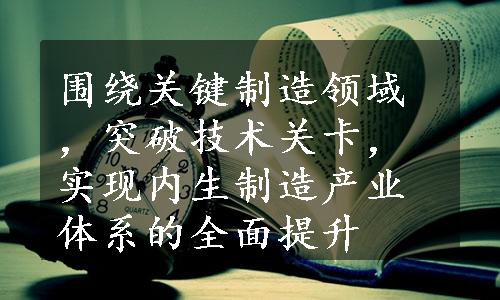 围绕关键制造领域，突破技术关卡，实现内生制造产业体系的全面提升