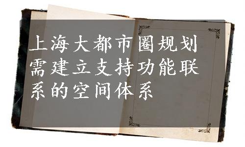 上海大都市圈规划需建立支持功能联系的空间体系