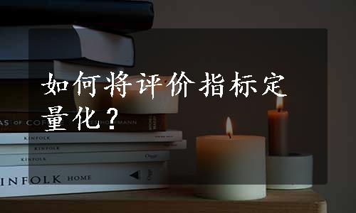 如何将评价指标定量化？