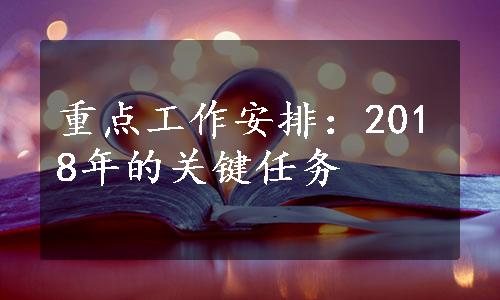 重点工作安排：2018年的关键任务