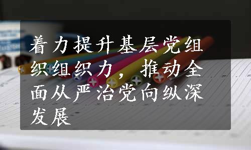 着力提升基层党组织组织力，推动全面从严治党向纵深发展