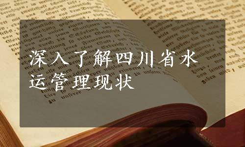 深入了解四川省水运管理现状