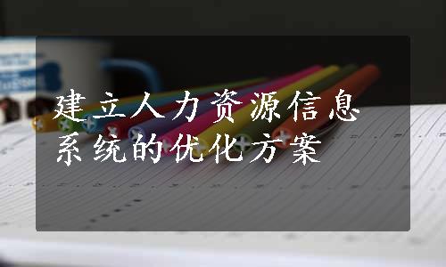 建立人力资源信息系统的优化方案