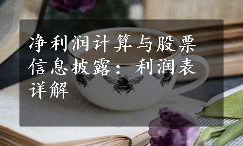 净利润计算与股票信息披露：利润表详解