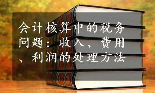 会计核算中的税务问题：收入、费用、利润的处理方法