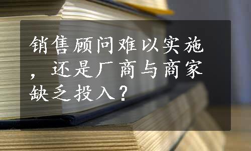 销售顾问难以实施，还是厂商与商家缺乏投入？