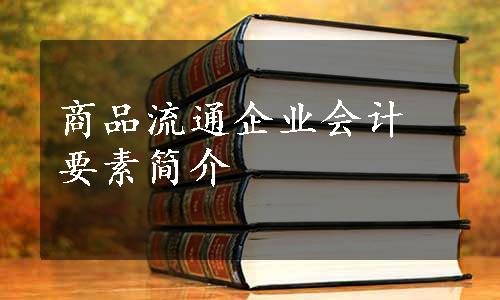 商品流通企业会计要素简介