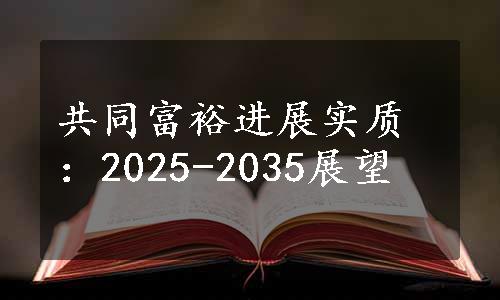 共同富裕进展实质：2025-2035展望