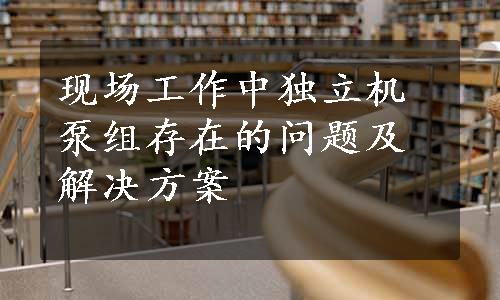 现场工作中独立机泵组存在的问题及解决方案