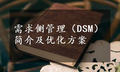 需求侧管理（DSM）简介及优化方案