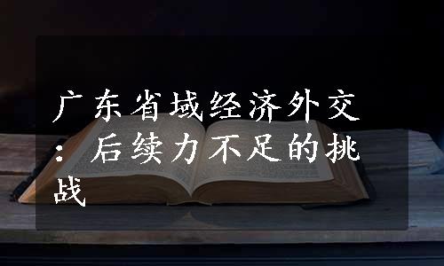 广东省域经济外交：后续力不足的挑战