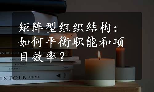 矩阵型组织结构：如何平衡职能和项目效率？