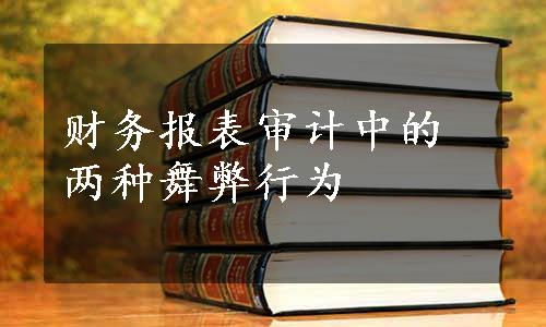 财务报表审计中的两种舞弊行为