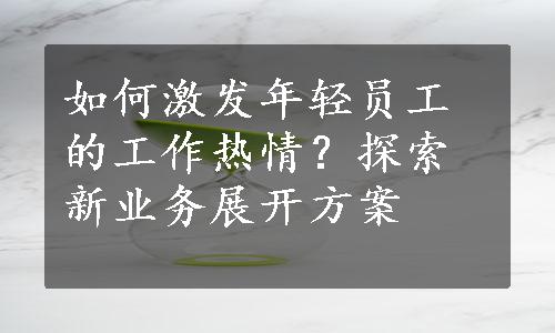 如何激发年轻员工的工作热情？探索新业务展开方案