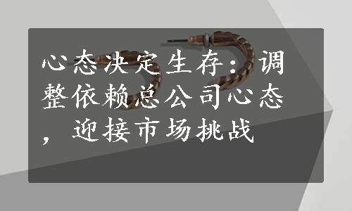 心态决定生存：调整依赖总公司心态，迎接市场挑战