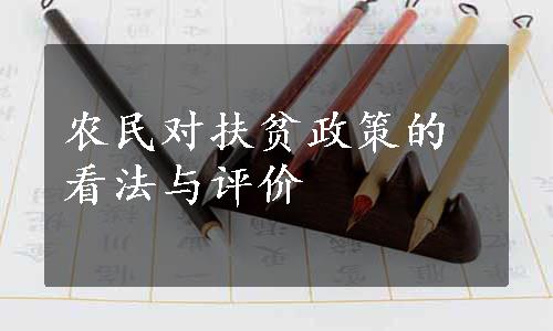 农民对扶贫政策的看法与评价