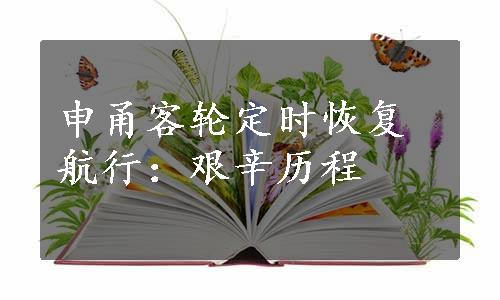 申甬客轮定时恢复航行：艰辛历程