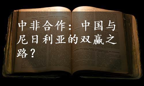 中非合作：中国与尼日利亚的双赢之路？