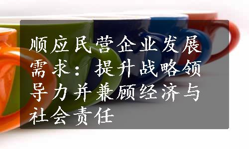 顺应民营企业发展需求：提升战略领导力并兼顾经济与社会责任