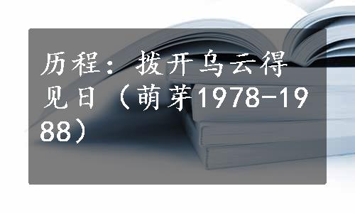 历程：拨开乌云得见日（萌芽1978-1988）