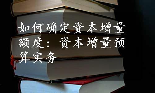 如何确定资本增量额度：资本增量预算实务