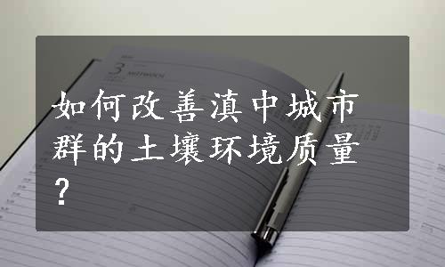 如何改善滇中城市群的土壤环境质量？