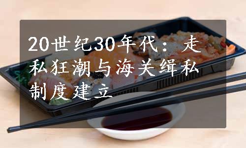 20世纪30年代：走私狂潮与海关缉私制度建立