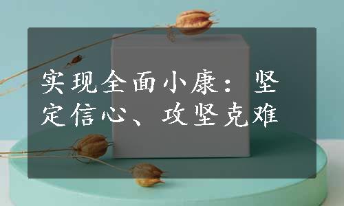 实现全面小康：坚定信心、攻坚克难