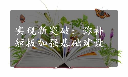 实现新突破：弥补短板加强基础建设