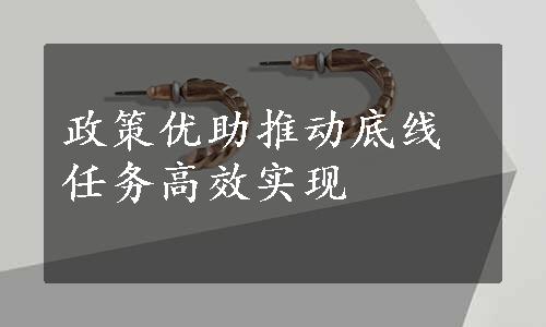 政策优助推动底线任务高效实现