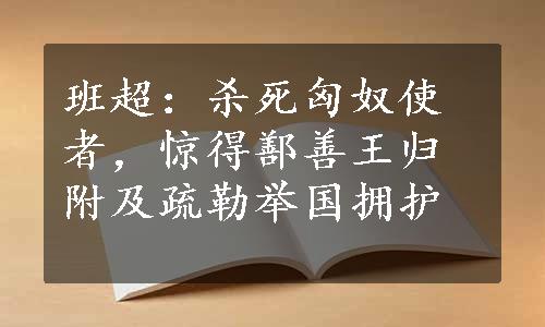 班超：杀死匈奴使者，惊得鄯善王归附及疏勒举国拥护