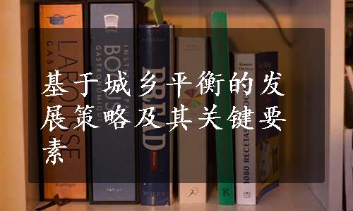 基于城乡平衡的发展策略及其关键要素