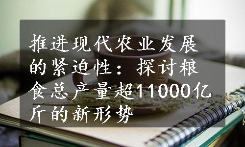 推进现代农业发展的紧迫性：探讨粮食总产量超11000亿斤的新形势