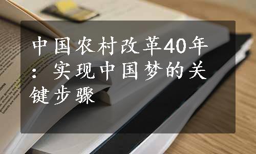 中国农村改革40年：实现中国梦的关键步骤