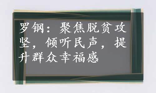 罗钢：聚焦脱贫攻坚，倾听民声，提升群众幸福感