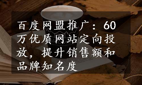 百度网盟推广：60万优质网站定向投放，提升销售额和品牌知名度