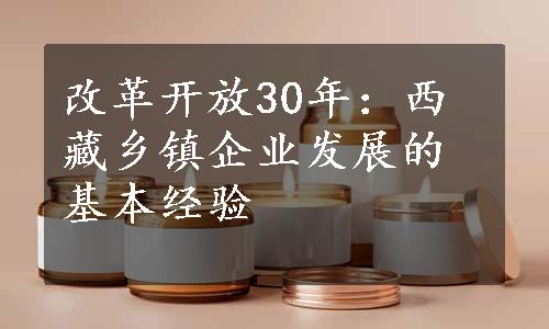 改革开放30年：西藏乡镇企业发展的基本经验