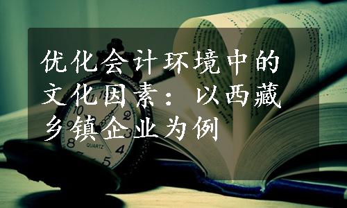 优化会计环境中的文化因素：以西藏乡镇企业为例