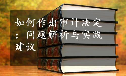 如何作出审计决定：问题解析与实践建议