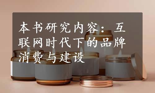 本书研究内容：互联网时代下的品牌消费与建设