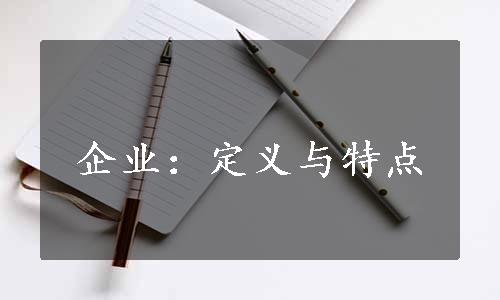 企业：定义与特点