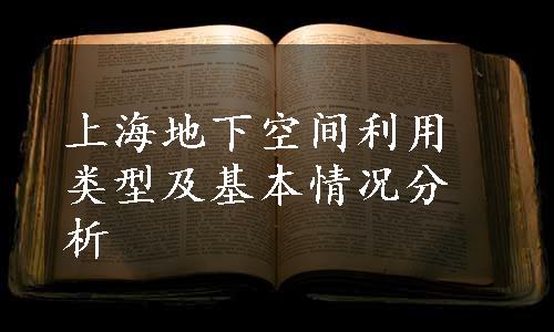 上海地下空间利用类型及基本情况分析