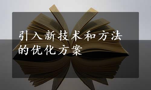 引入新技术和方法的优化方案