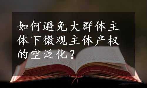 如何避免大群体主体下微观主体产权的空泛化？