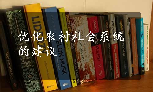 优化农村社会系统的建议