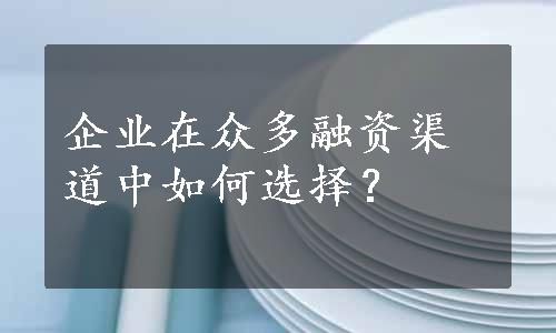 企业在众多融资渠道中如何选择？